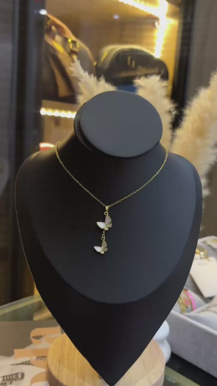 Layered butterfly pendant necklace